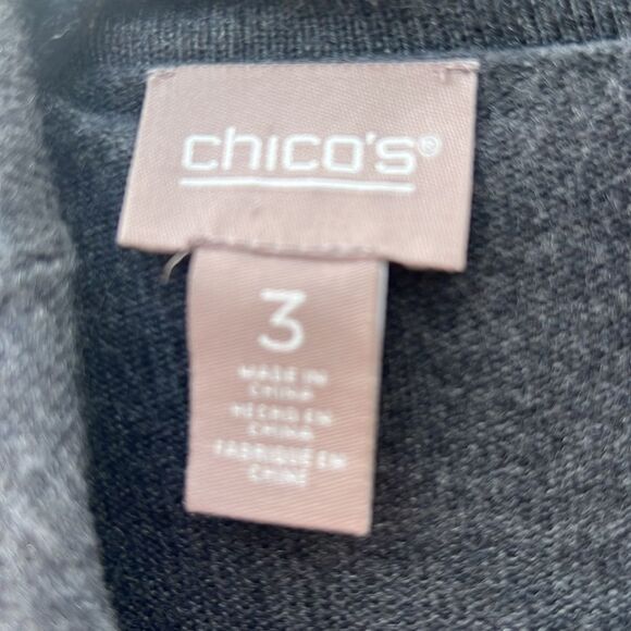 Chicos Gray Cowl Neck Long Sleeve sweater size 3 (16) - Picture 3 of 6